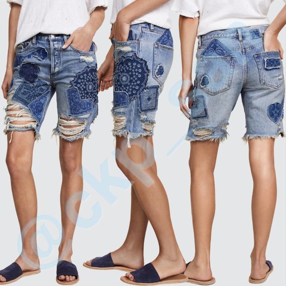Free People Heart Breaker Patched & Embroidered Shorts Sz 26 - Picture 2 of 14